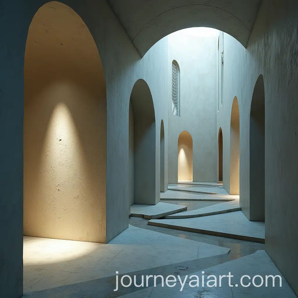 Dreamlike-Architectural-Elements-with-Distorted-Geometry-and-Temporal-Dislocation