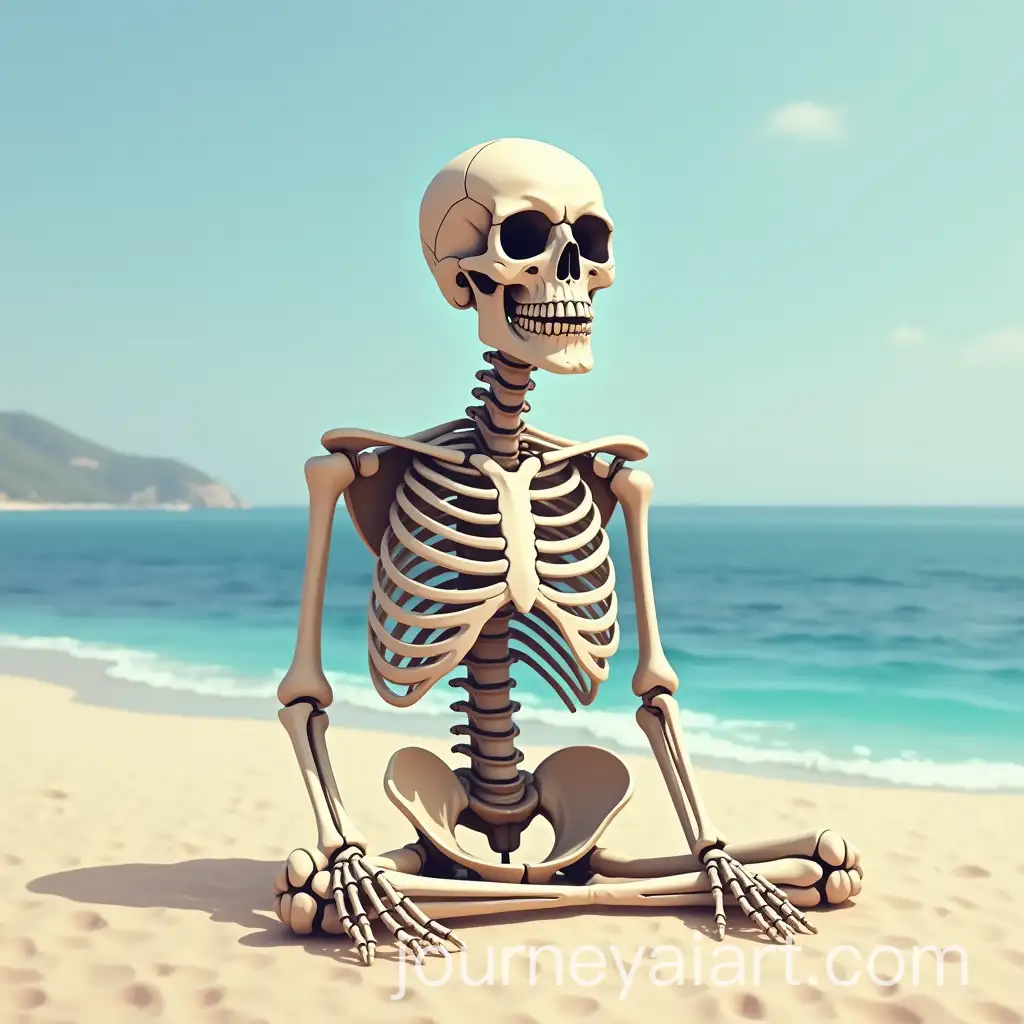 Skeleton-Sitting-on-a-Beach-Logo-Design