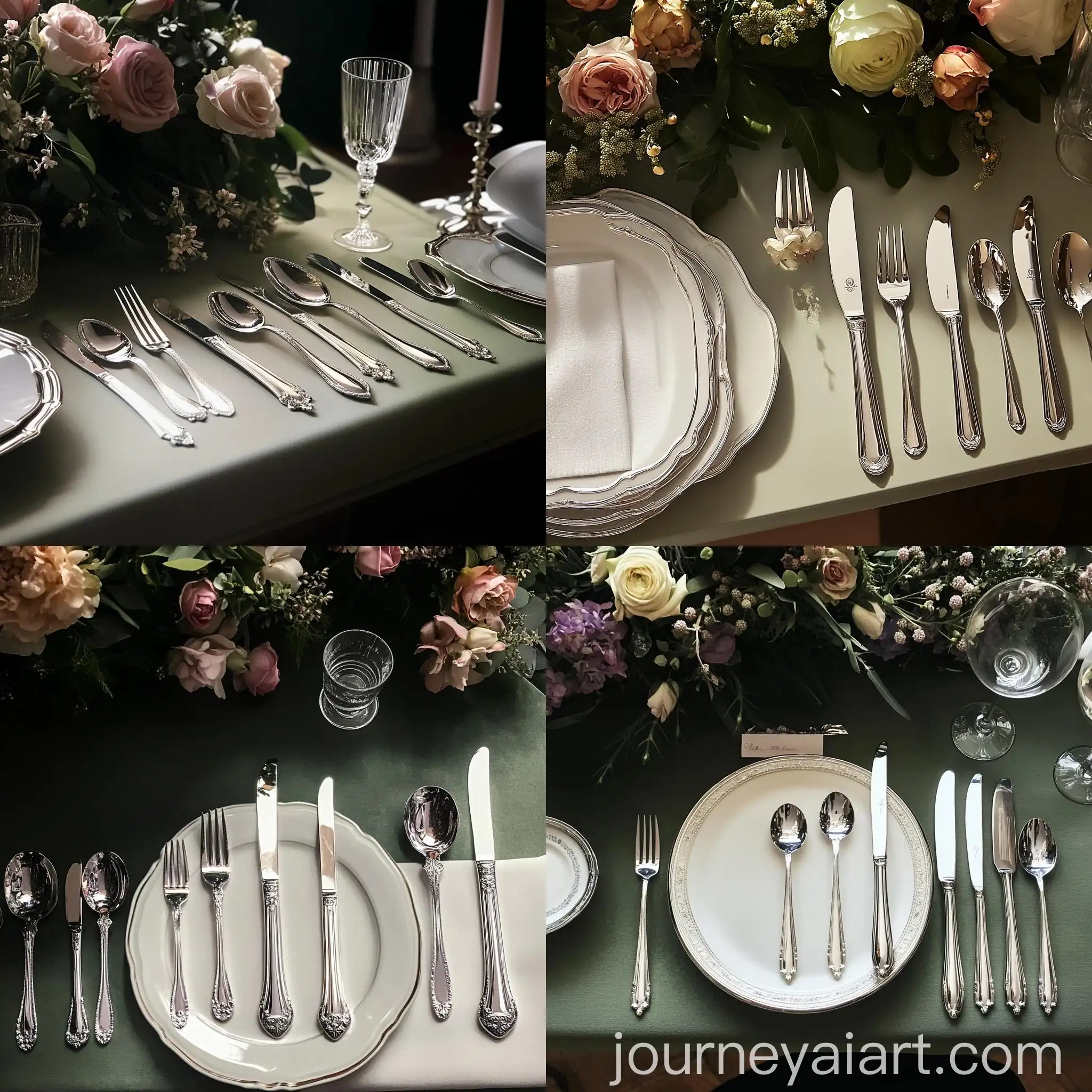 Elegant-Dining-Table-Setting-with-Flowers-and-Christofle-SilverPlated-Cutlery