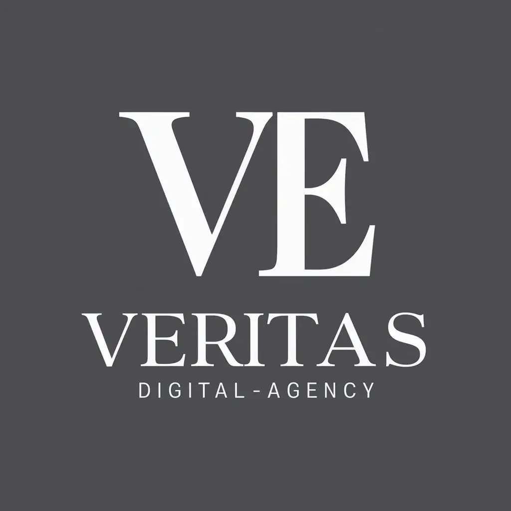 a vector logo design,with the text "Veritas digital-аgency", main symbol:two letters in the Latin style VE, gray with a purple hue,Moderate,be used in Internet industry,clear background