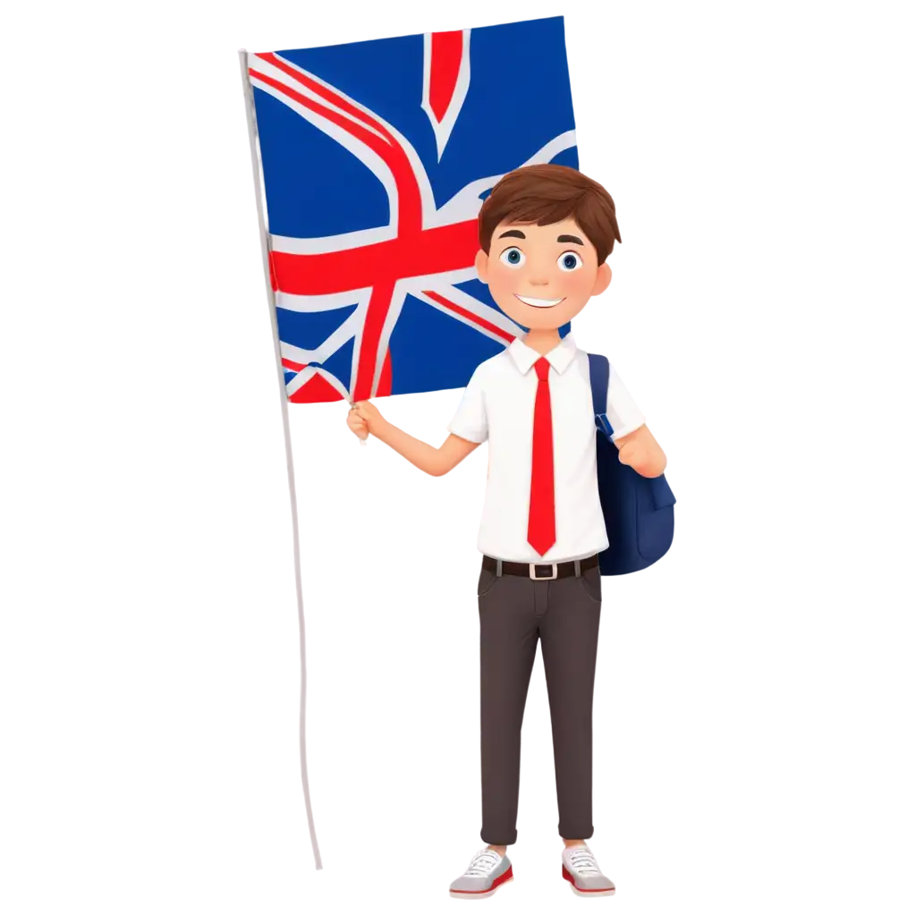 Stylish-Cartoon-Boy-Holding-English-Flag-PNG-Image