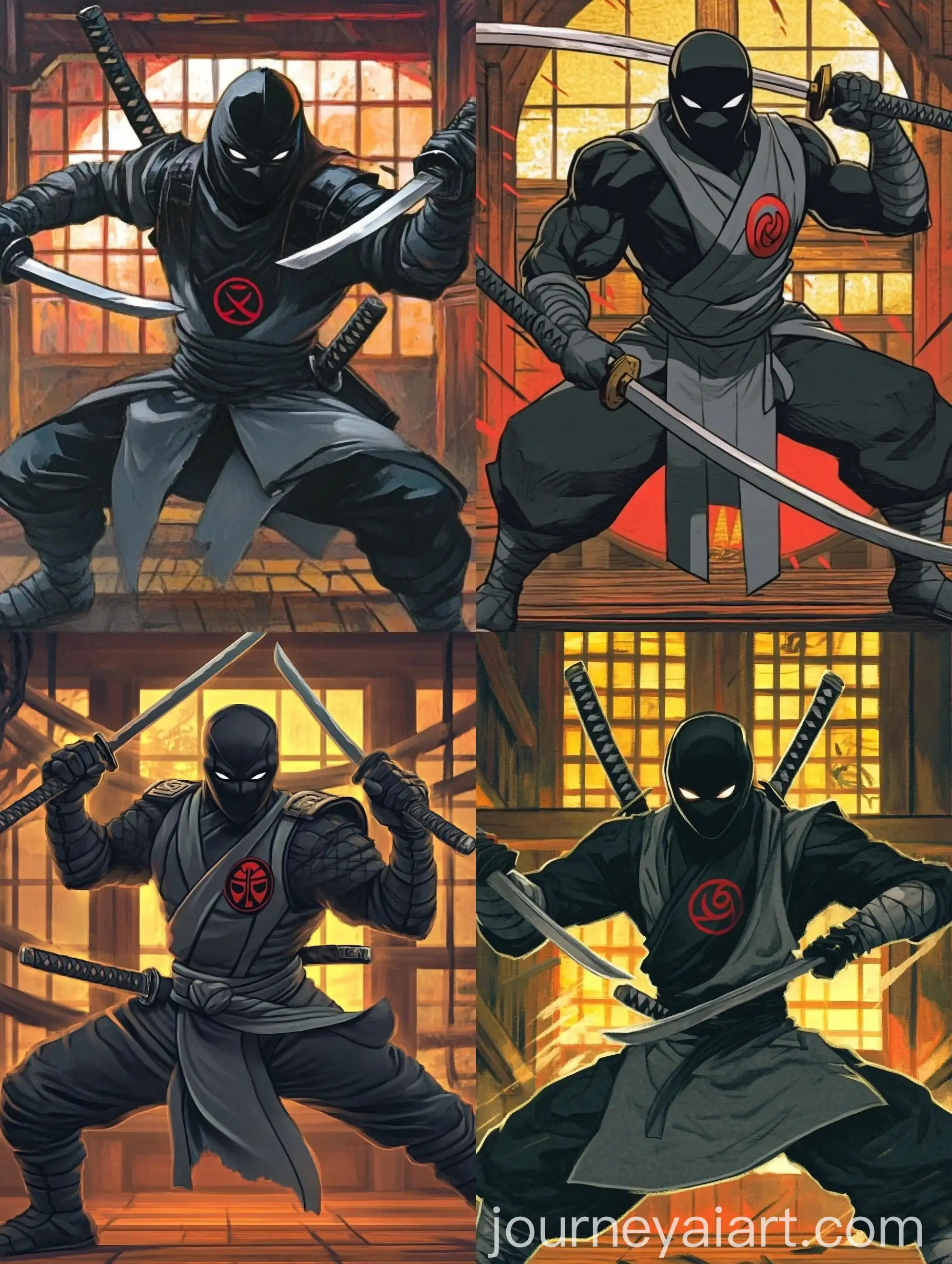 Ninja-Warrior-in-Training-Hall-with-Raised-Katanas