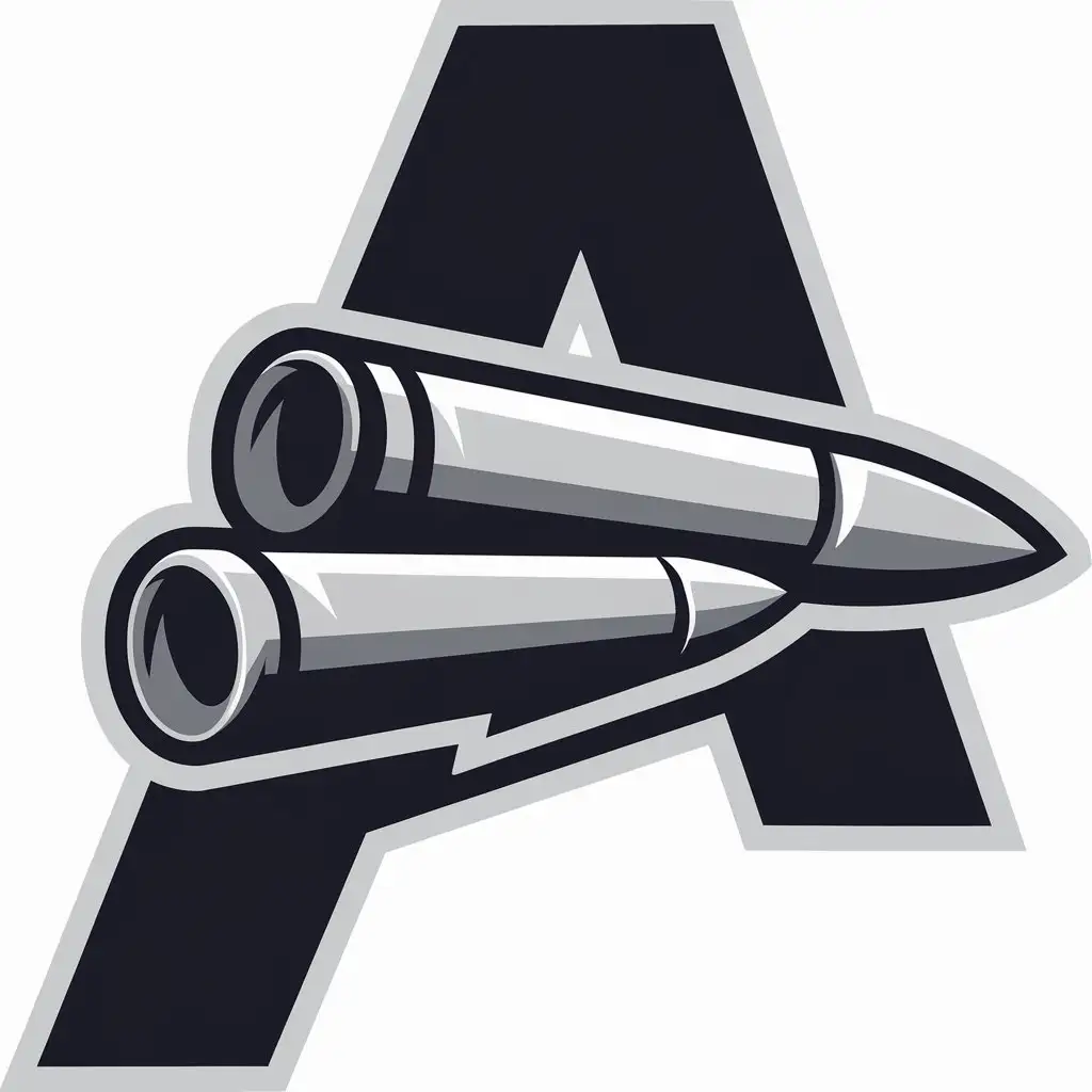 a vector logo design,with the text "A", main symbol:two flying bullets,Moderate,be used in Sports Fitness industry,clear background