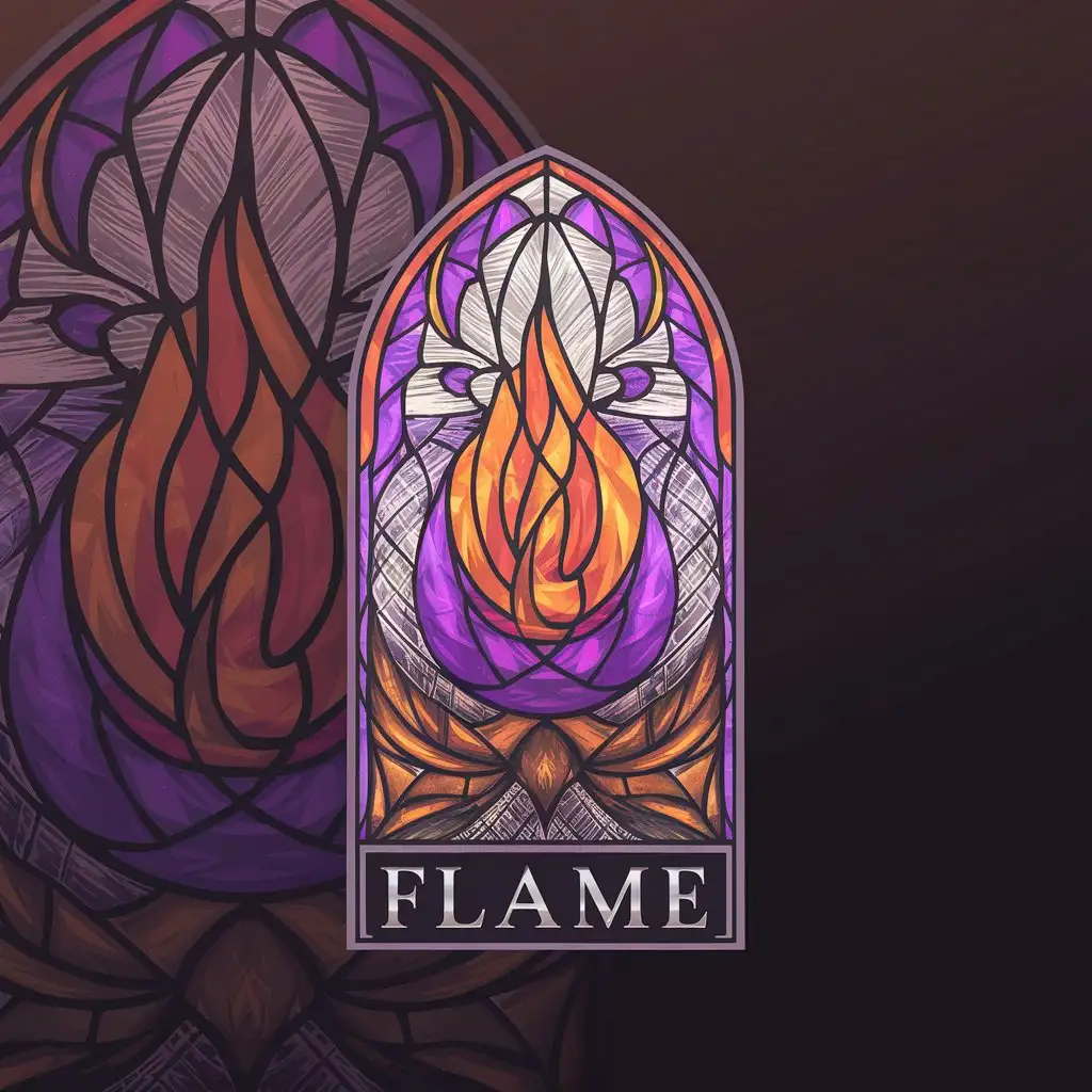 LOGO Design for Flame Stained Glass Purple Symbol for Religious Industry