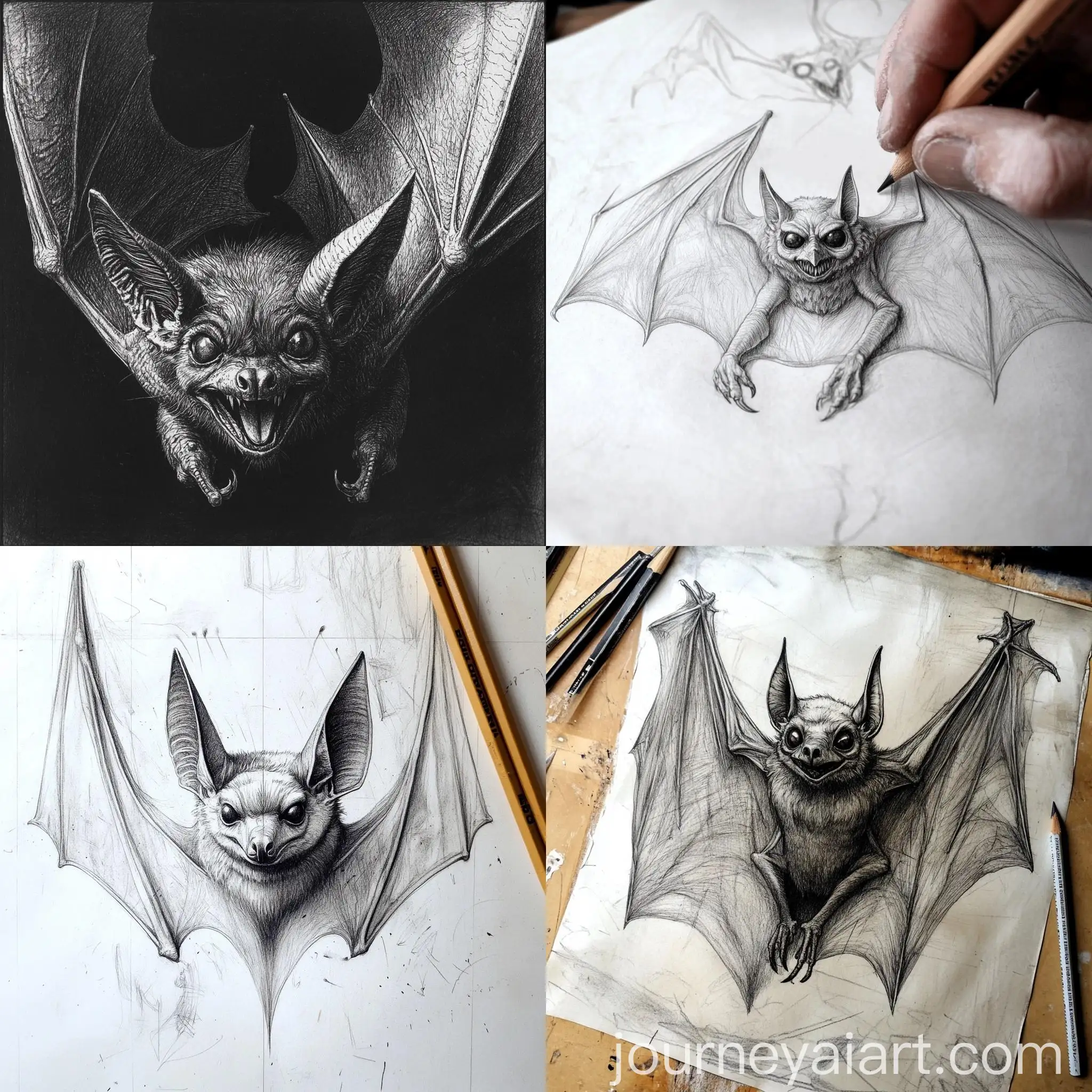 Bat-Drawing-in-Hans-Rudi-Giger-Style-with-Pencil