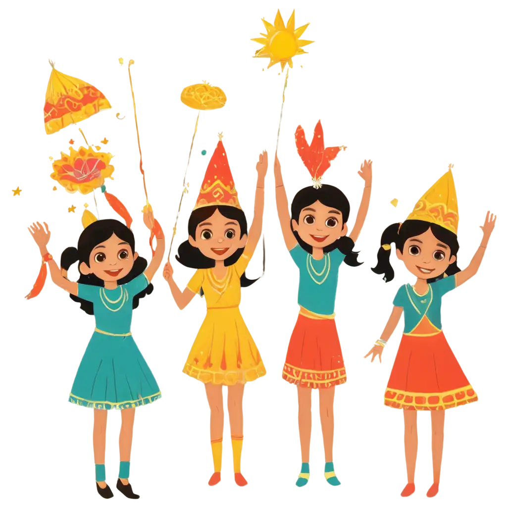 indian children in festival celebration animation