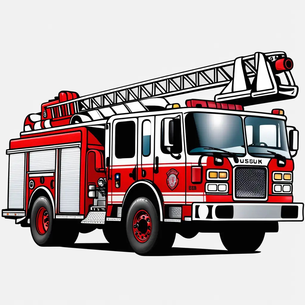 Vibrant Clip Art of a Firetruck on an Isolated Background