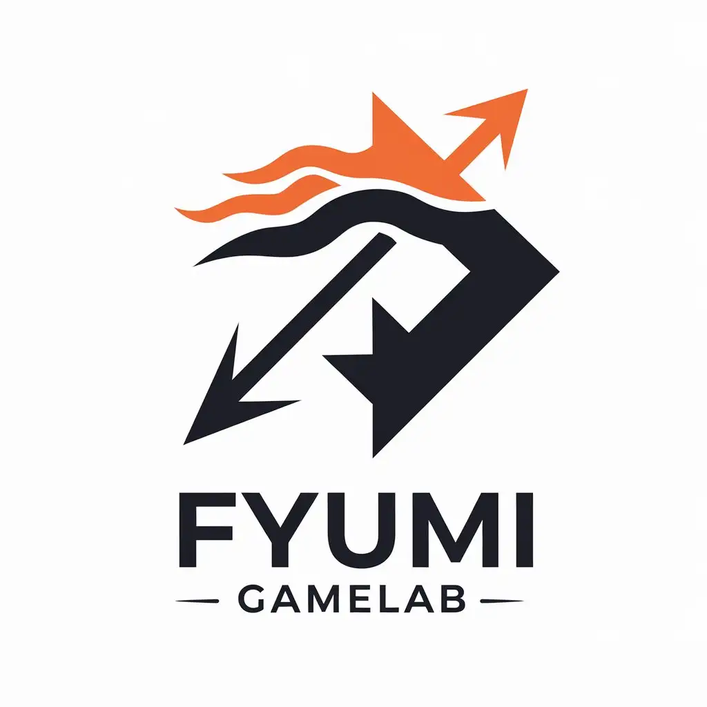 LOGO Design For FYumi GameLab Arrow with Wind Slashes on Clear Background