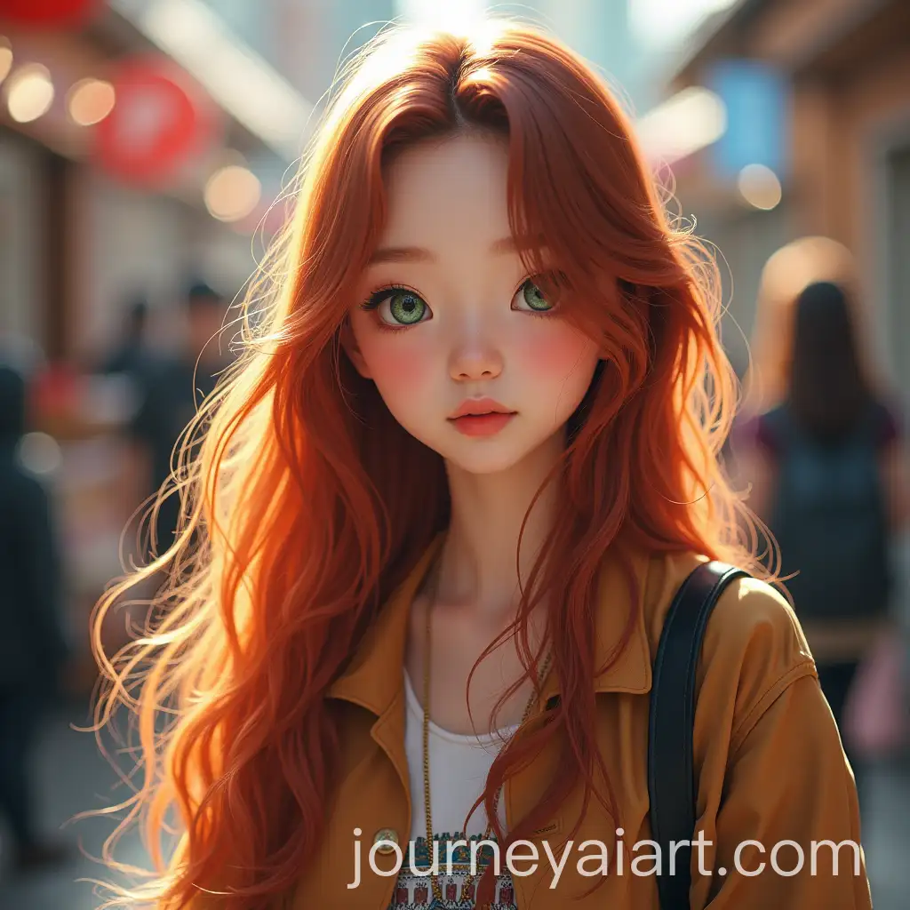 Vibrant-Asian-Girl-with-Auburn-Hair-in-Tokyo-Fashion-at-Market-Center