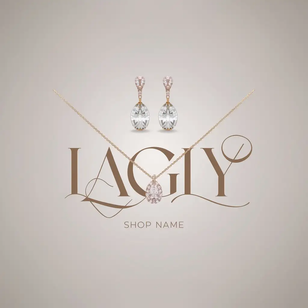 LOGO Design For LAGLY Elegant Earrings Necklace in Gold Silver and Rose Gold