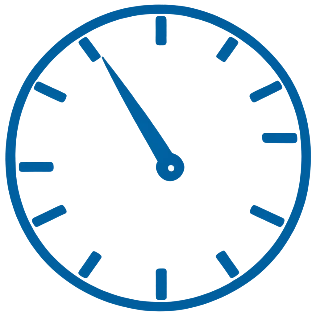 Help me generate a clock, it should be cute cartoon, blue colored, clear numbers, with a bit of tech feeling, positive and with a pointer