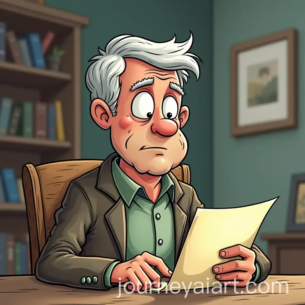 Sad-45YearOld-Man-Reading-Letter-from-Father-Cartoon