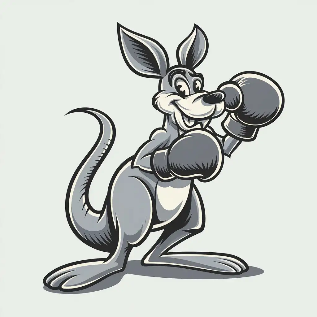 LOGO Design for RetroStyle Boxing Kangaroo Monochromatic Vintage Cartoon Logo