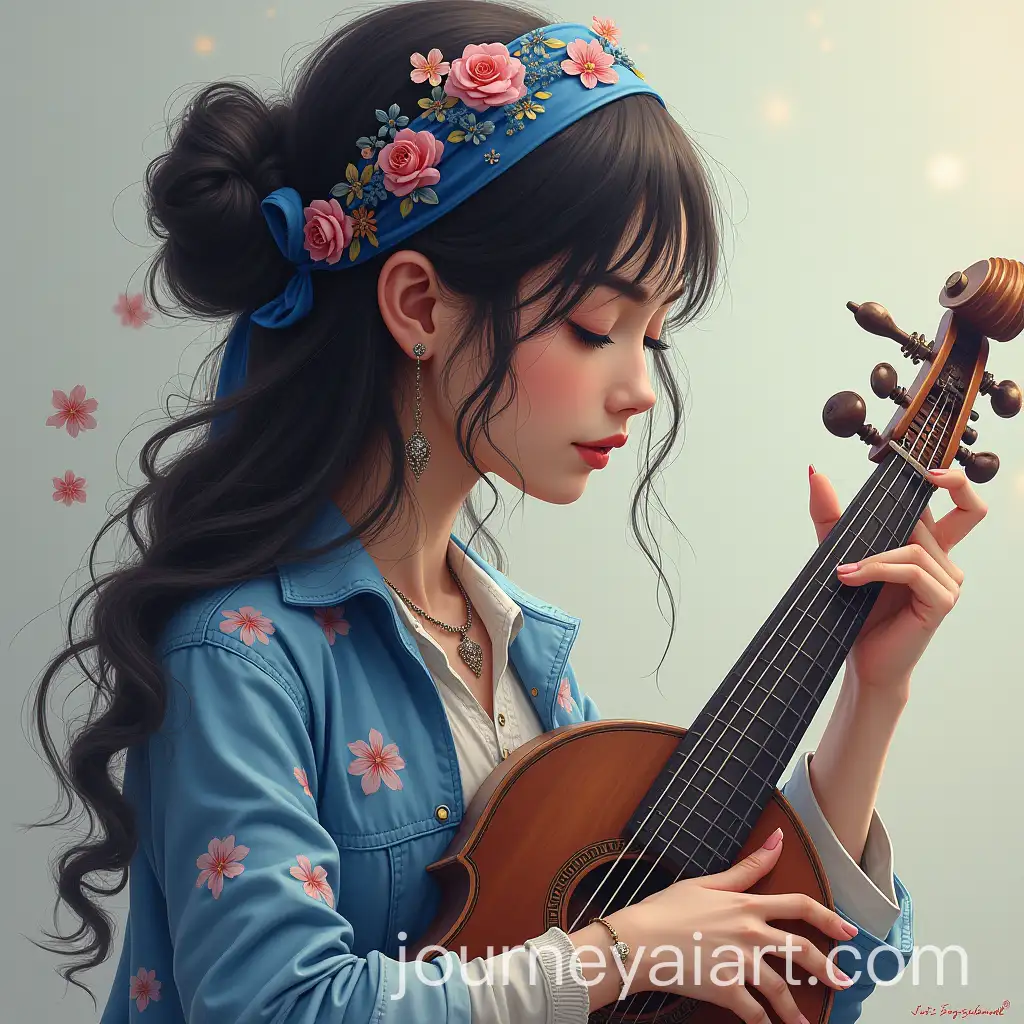 Woman-Playing-Musical-Instrument-Expressing-Inner-Peace