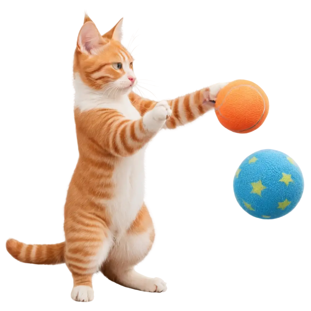 Ginger-and-White-Cat-Playing-with-a-Ball-PNG-Image-HighQuality-Transparency-and-Detail