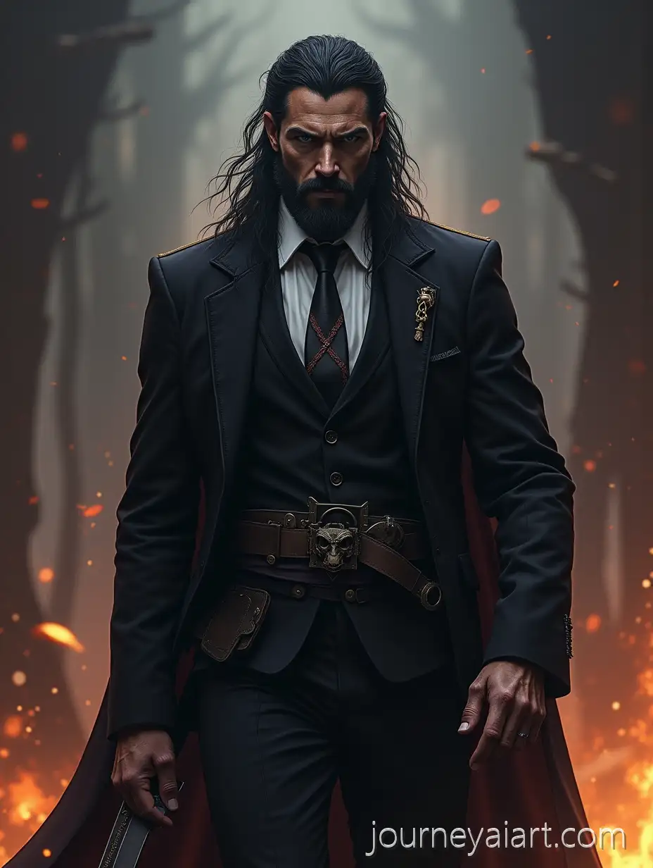 Drompor-the-Supreme-Ruler-Observing-a-Human-in-a-Dark-Multiverse-Setting