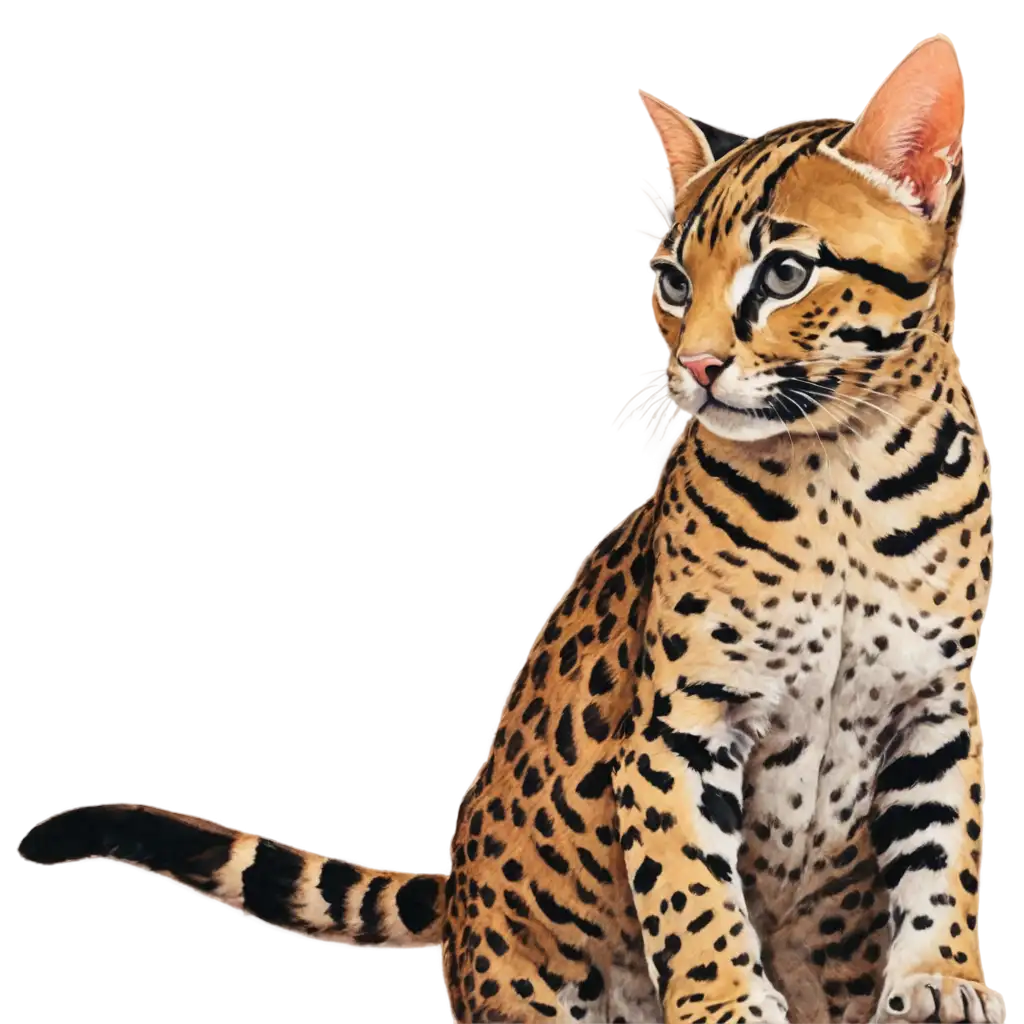 Ocelot-Cat-Watercolor-PNG-Captivating-Artistry-in-Digital-Format