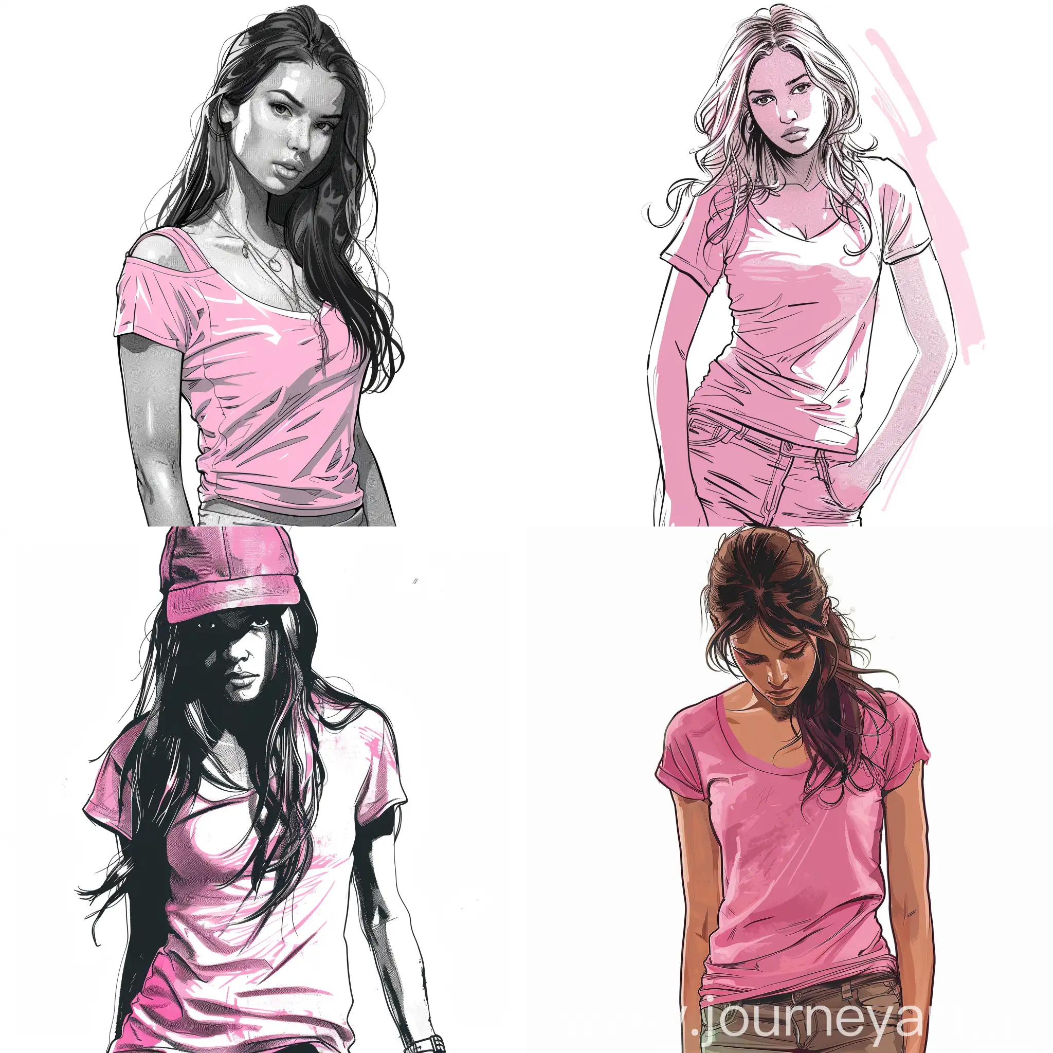 Girl-in-Pink-TShirt-Standing-in-Monochrome-GTA-San-Andreas-Scene