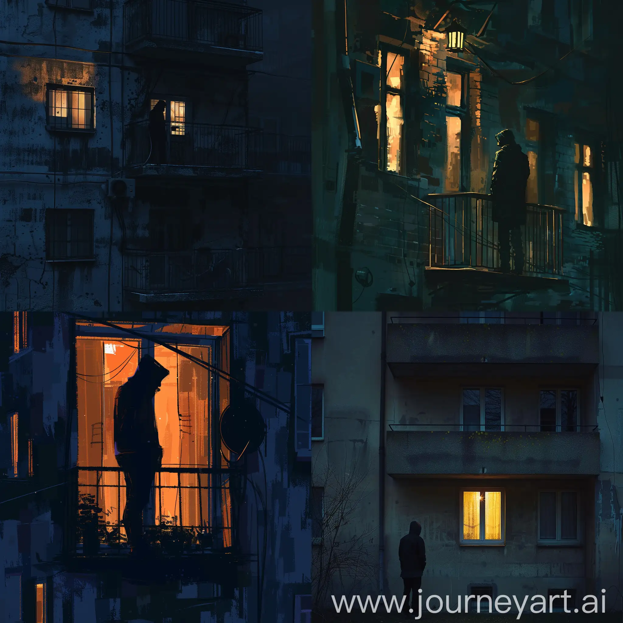 Nighttime-Thief-Caught-in-Apartment-Building-with-Lights-On