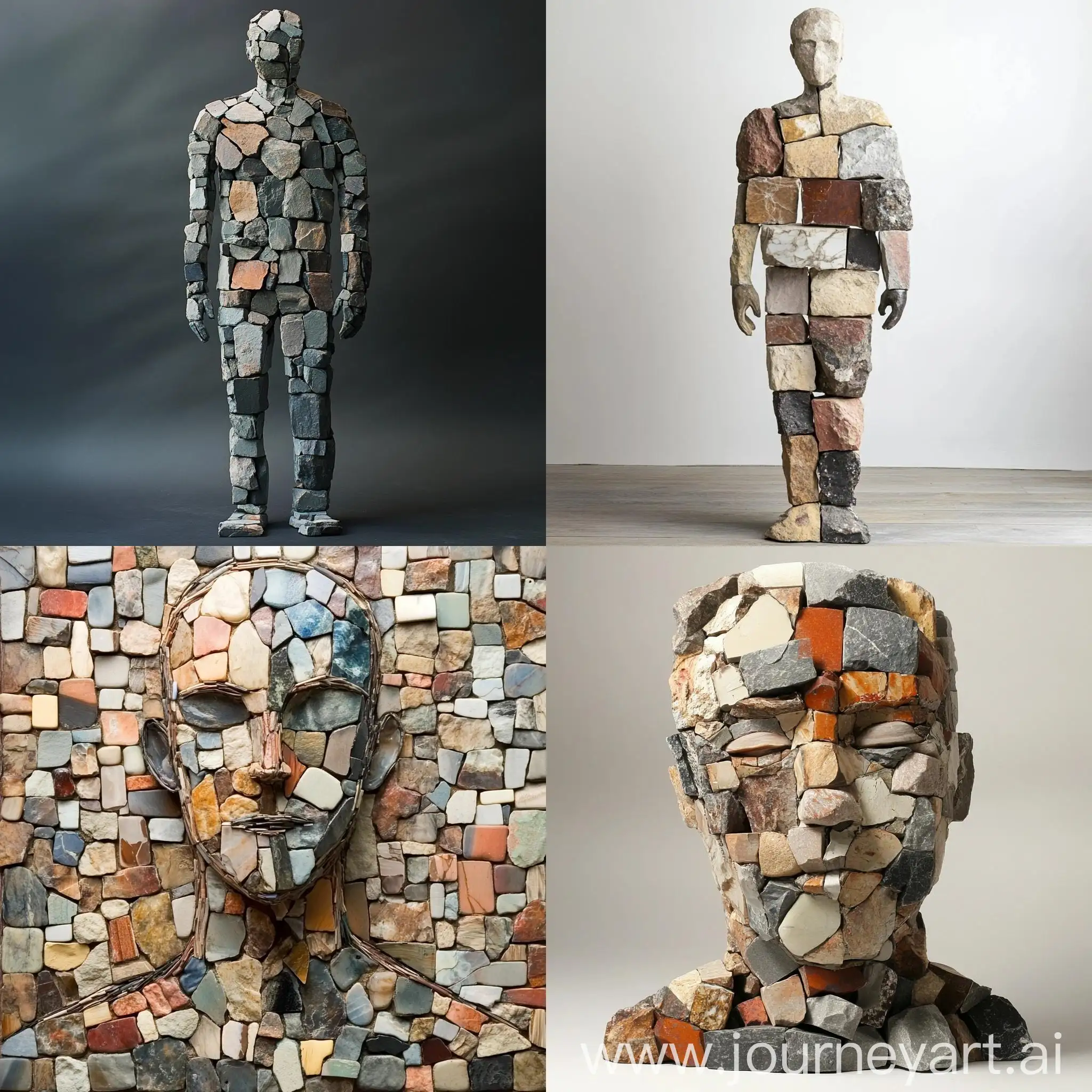 Composite-Materials-Man-Sculpture-Plastic-Stone-Brick-Fabric-Artwork