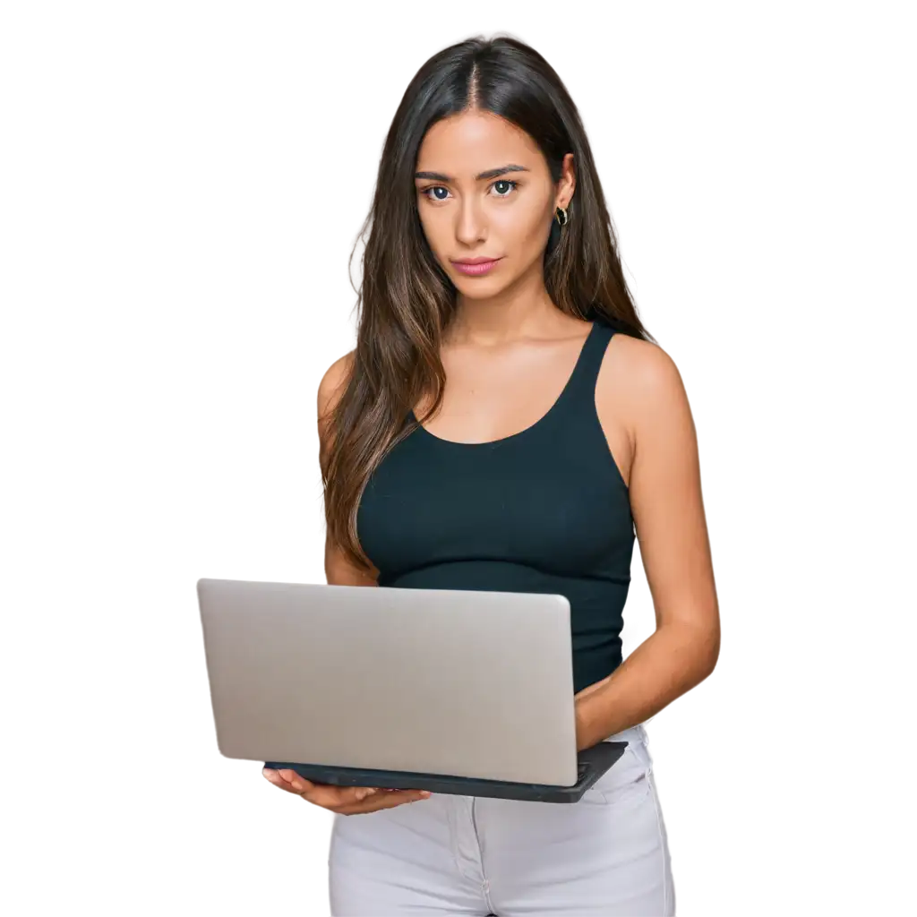 Beautiful-Girl-with-Laptop-PNG-Image-Clear-HighQuality-Digital-Artwork-for-Versatile-Use