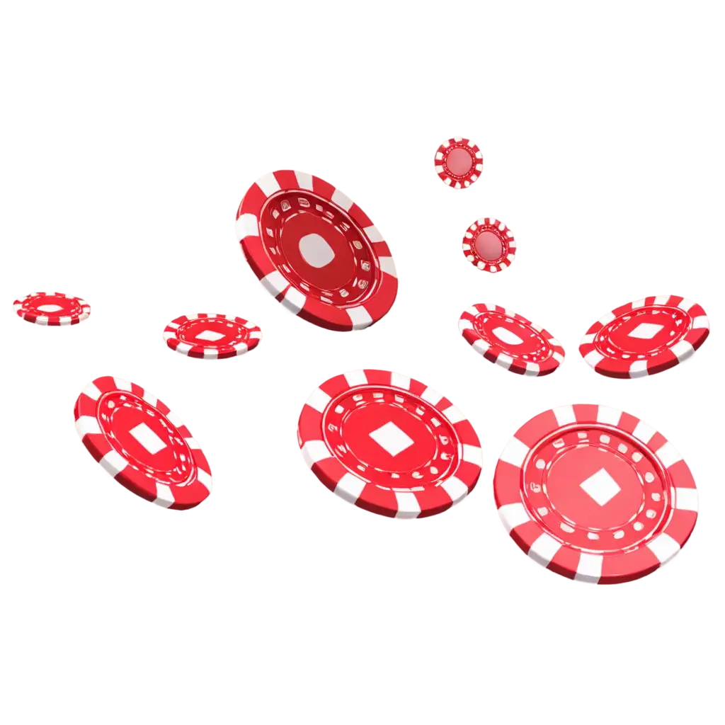 Flying casino chips with red color