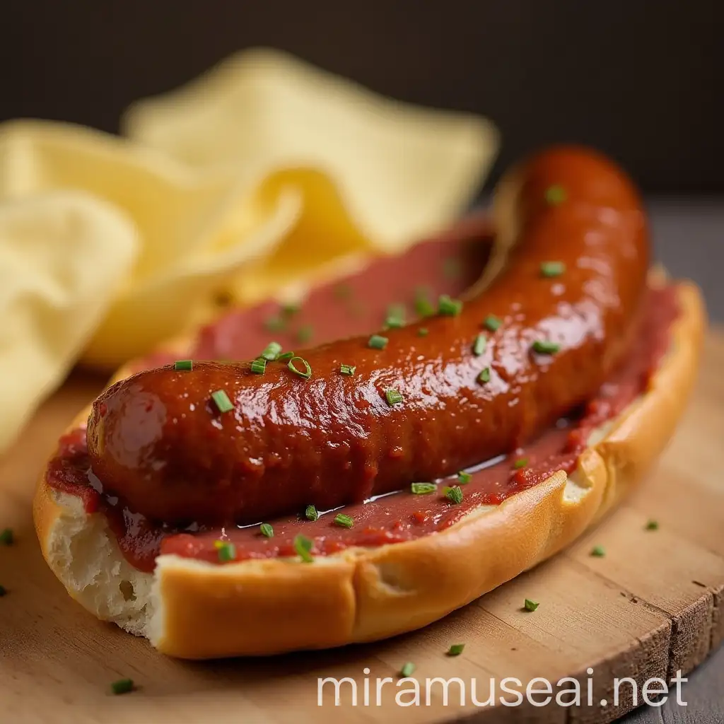 Delicious Sausage Served in a Fresh Bread Roll