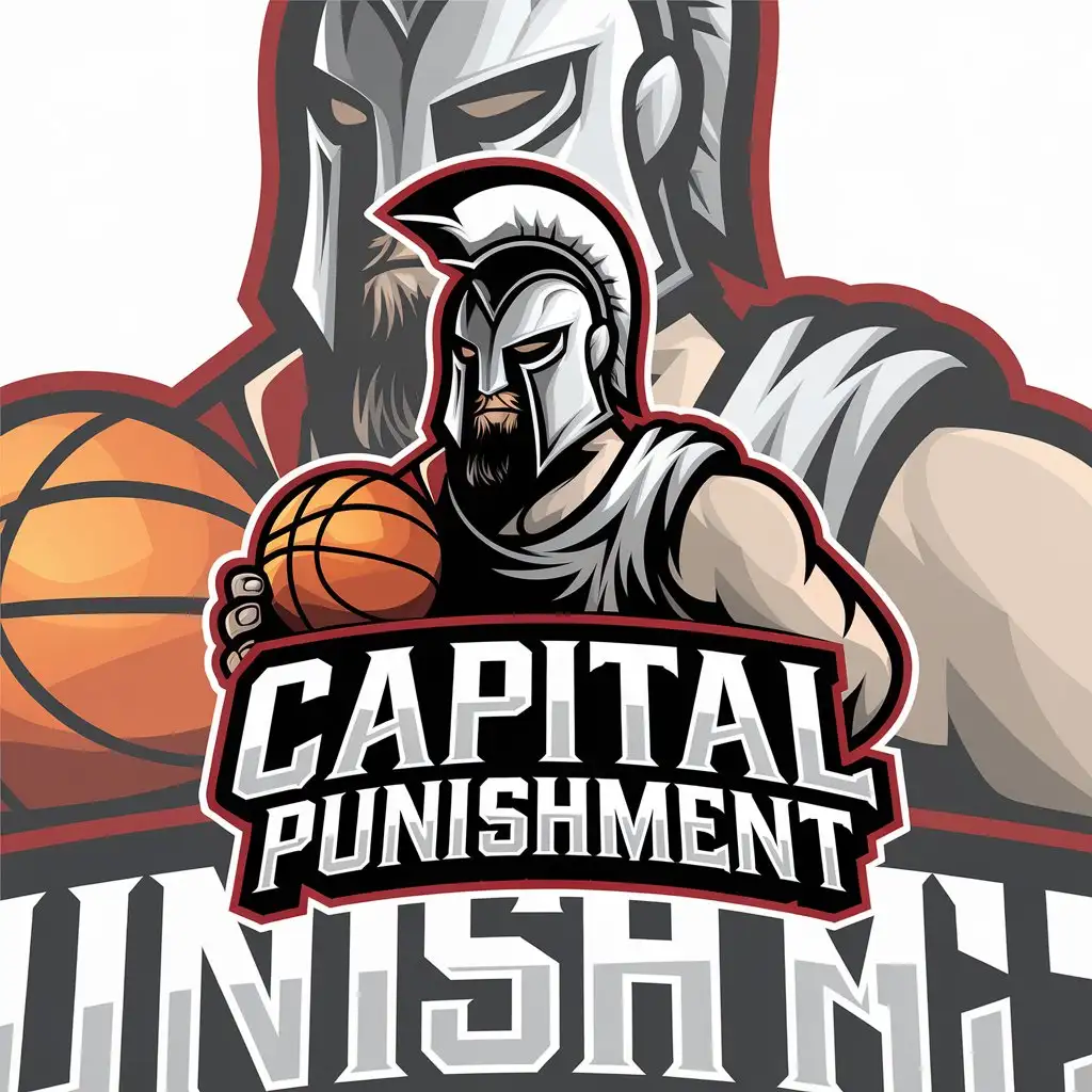 LOGO Design for Capital Punishment Spartan Basketball with 3D Text on White Background for Sports Fitness Industry