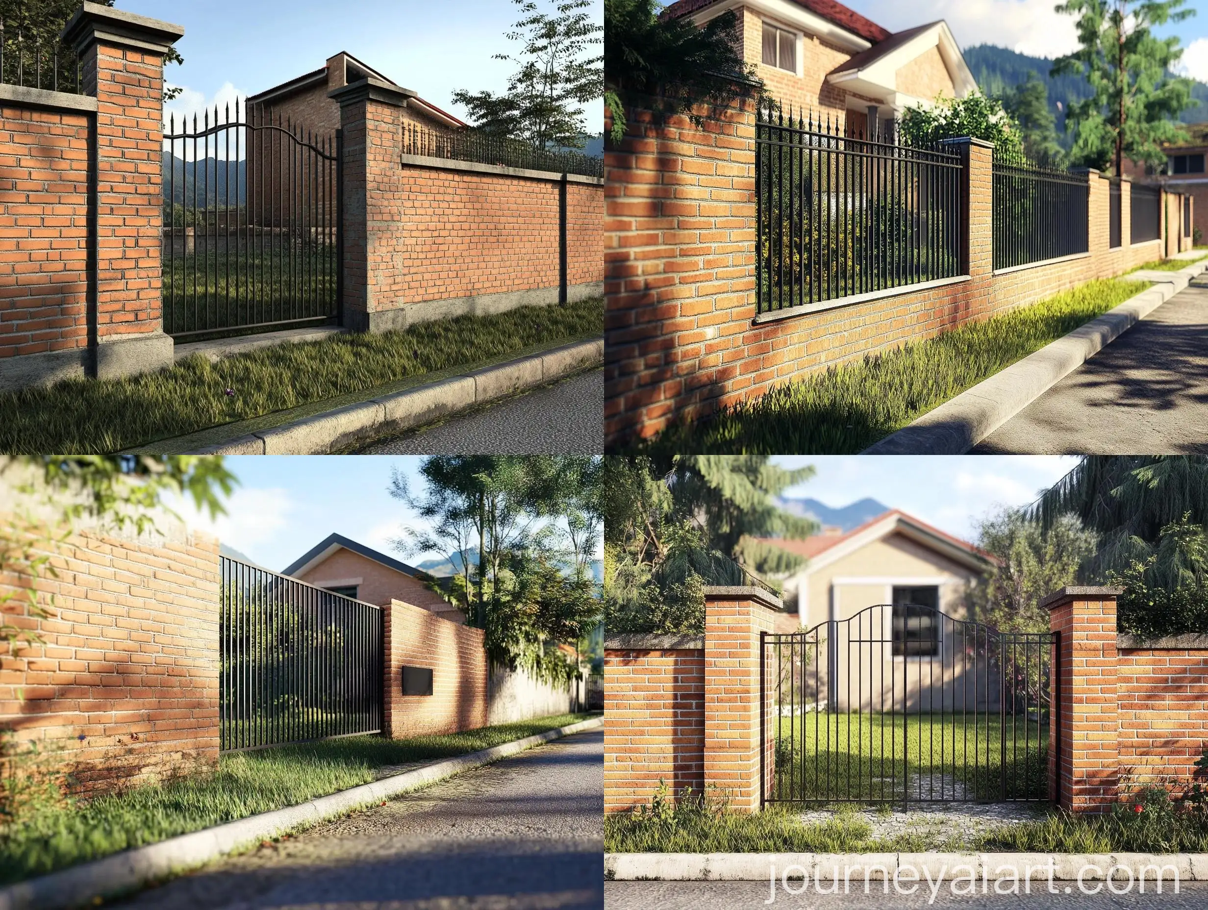 Fencing-with-Brick-Walls-and-Small-Metal-Fence-in-Residential-Setting