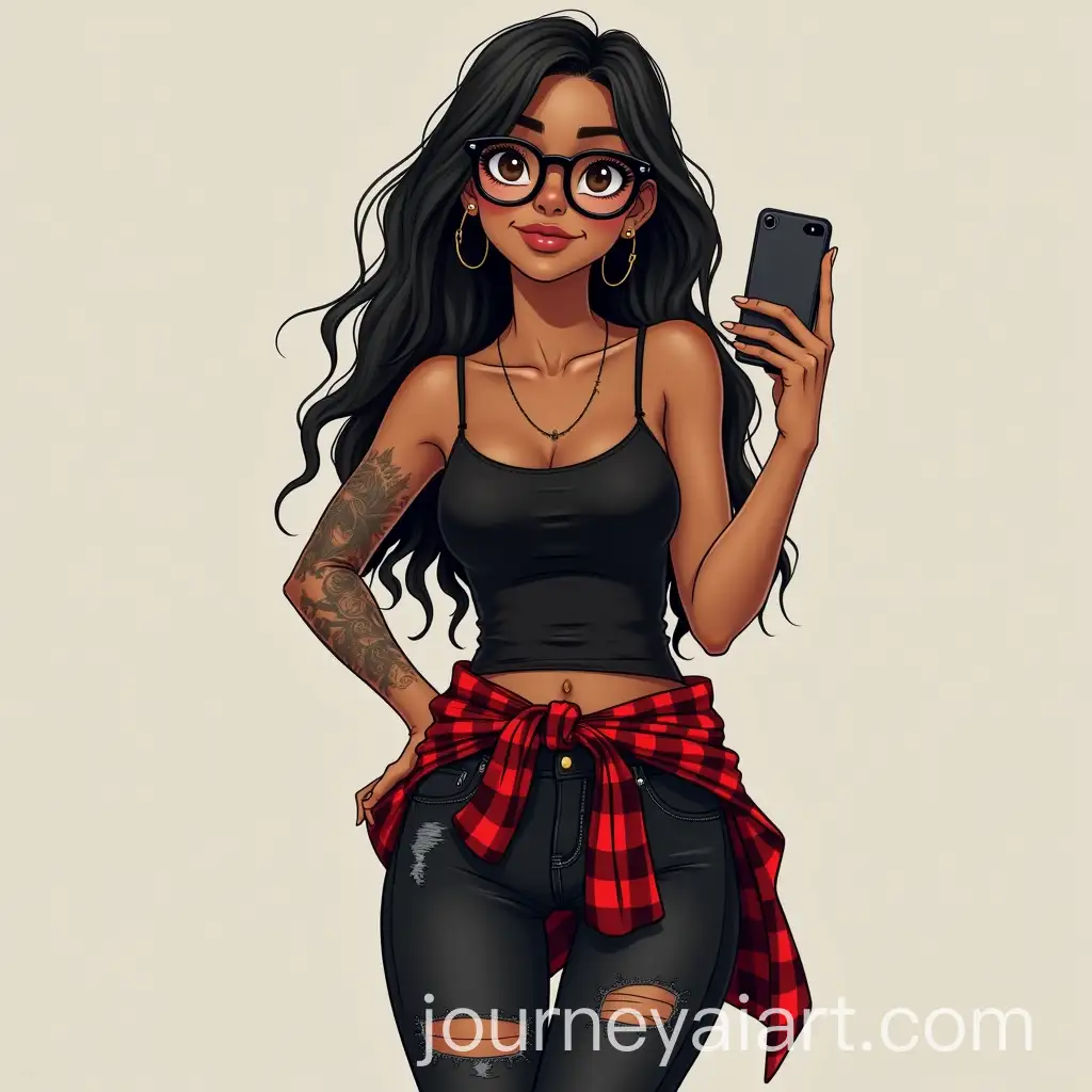 Young-Woman-with-Glasses-and-Tattoos-in-Casual-Urban-Style