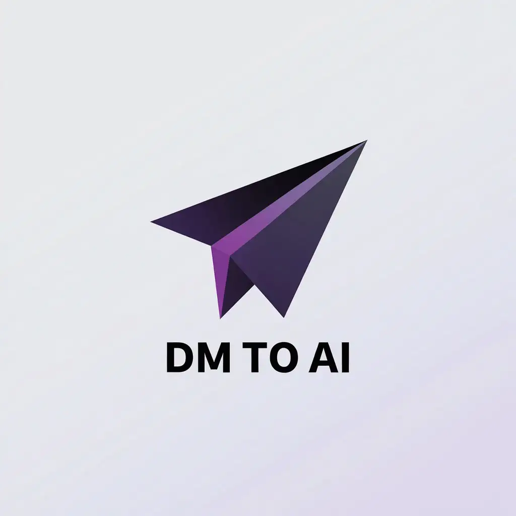 LOGO Design for DM to AI Gradient Purple Paper Plane Symbol with Minimalist Style for Entertainment Industry