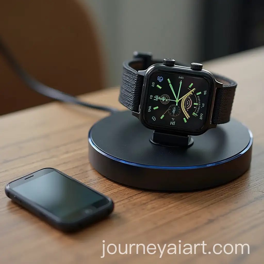 Portable-Magnetic-Charger-for-Smartwatch-on-a-Modern-Desk