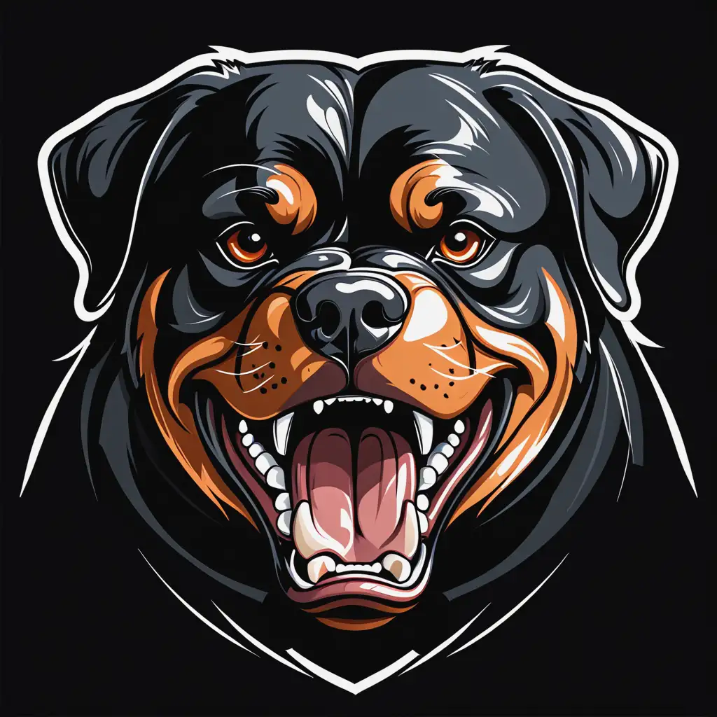 Angry Adult Rottweiler Sport Vector Logo on Black Background