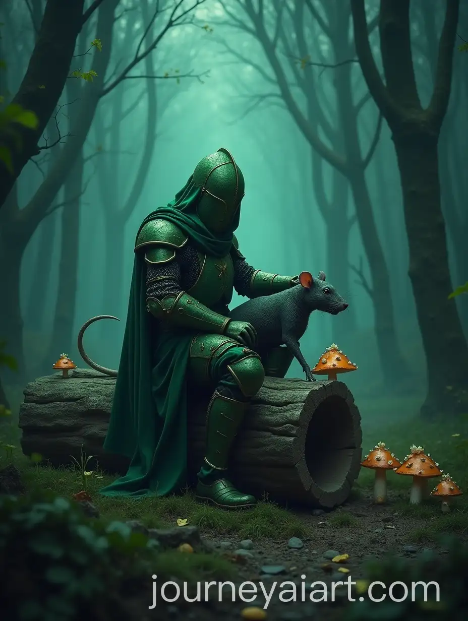 EmeraldThemed-Knight-and-Rat-Steed-in-Dark-Fantasy-Forest
