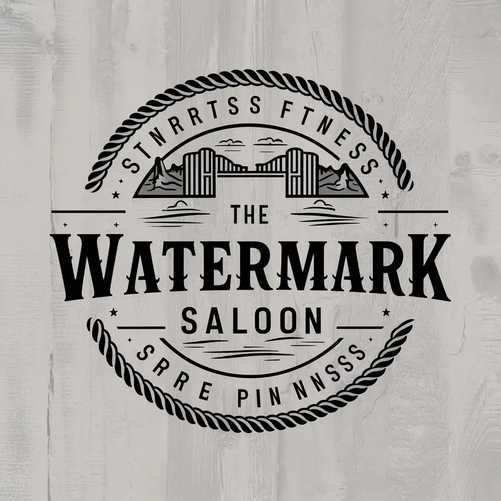 LOGO Design for The Watermark Saloon River Rope Bridge Old West Wood Texture