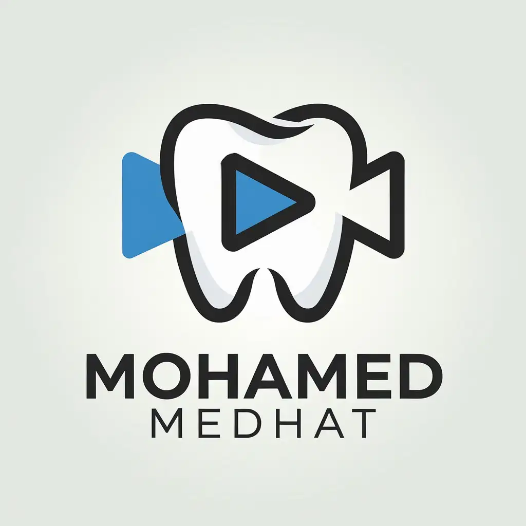 a vector logo design,with the text "MOHAMED MEDHAT", main symbol:a vector logo professional design,with the text 'MOHAMEDMEDHAT', main symbol:TEETH+VIDEOICON,Moderate,clear background,Moderate,clear background