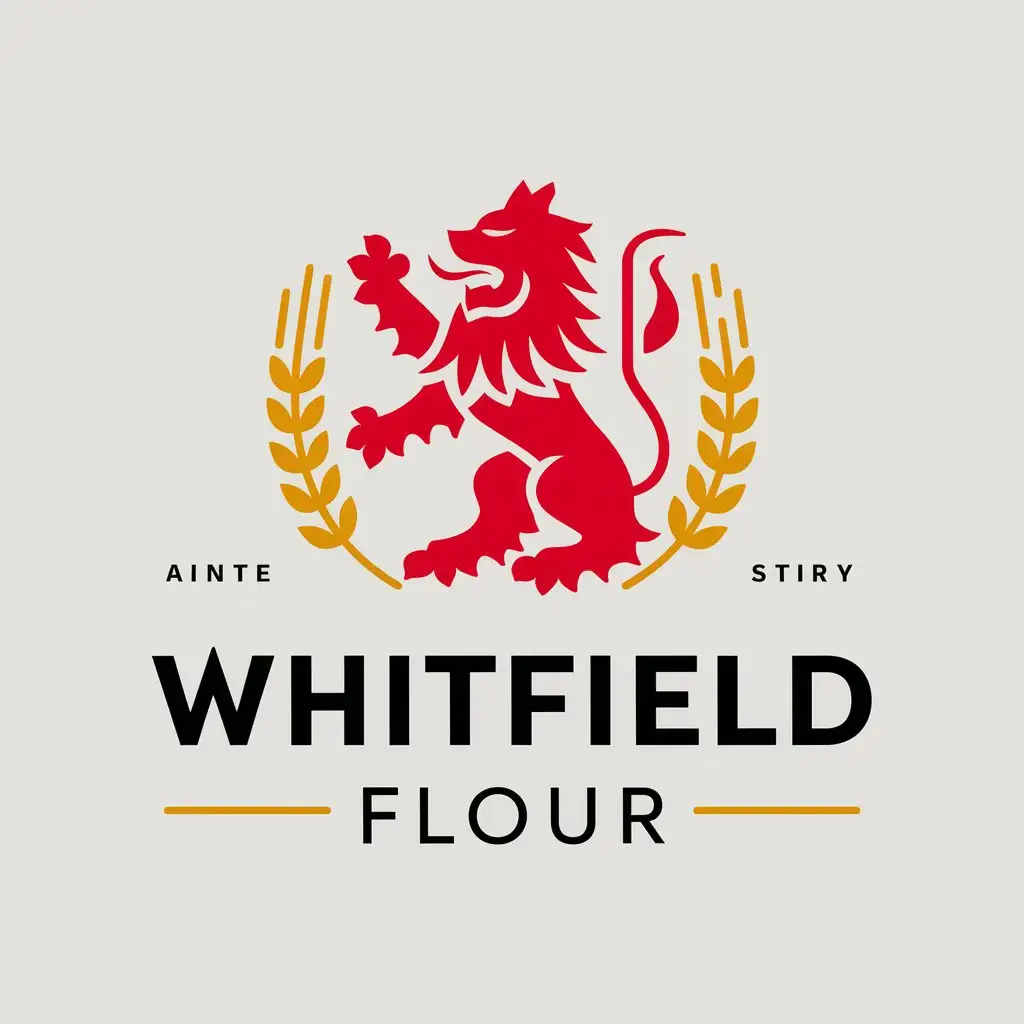 LOGO Design For Whitfield Flour Red Lion and Wheat Plants Vector Logo for Retail Industry