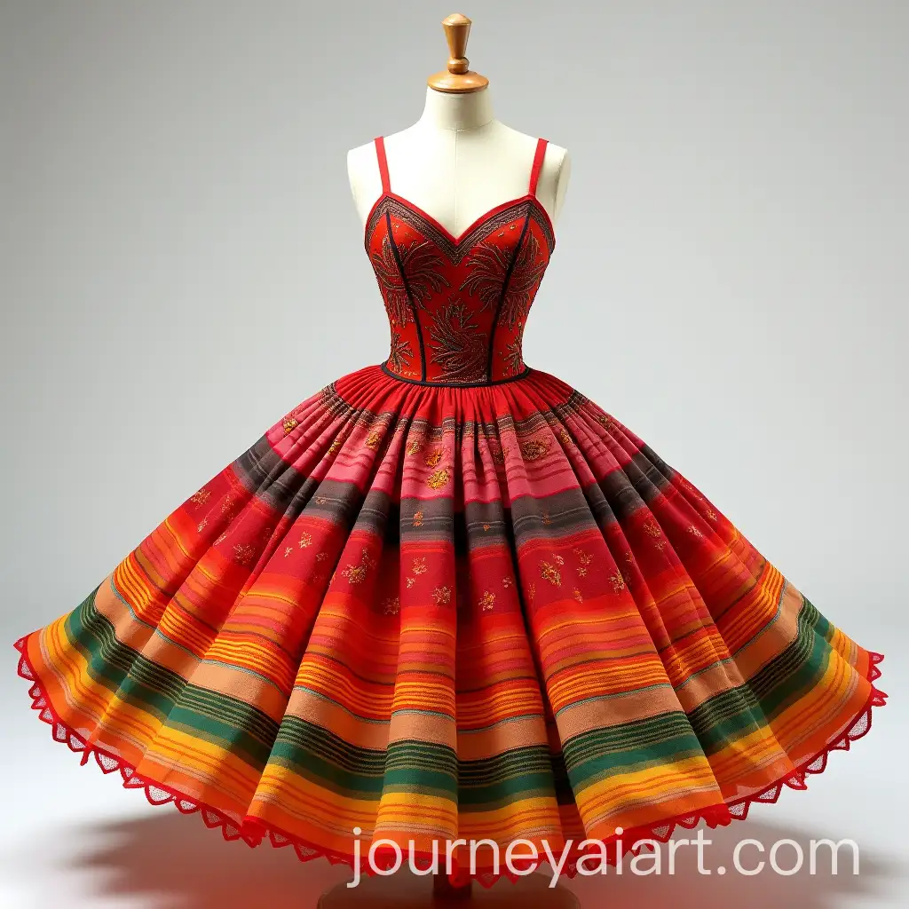 Vibrant-Mexican-SarapeInspired-Ballerina-Dress-with-Bird-Embroidery