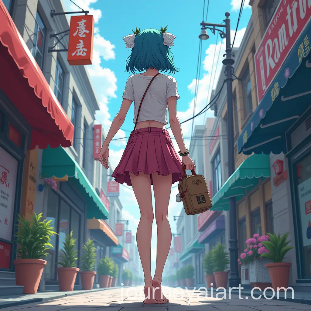 Anime-Punk-Girl-Walking-Barefoot-in-City
