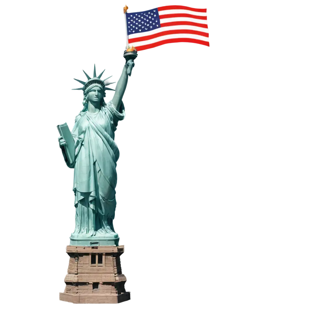 Make realistic image of statue of liberty with American flag