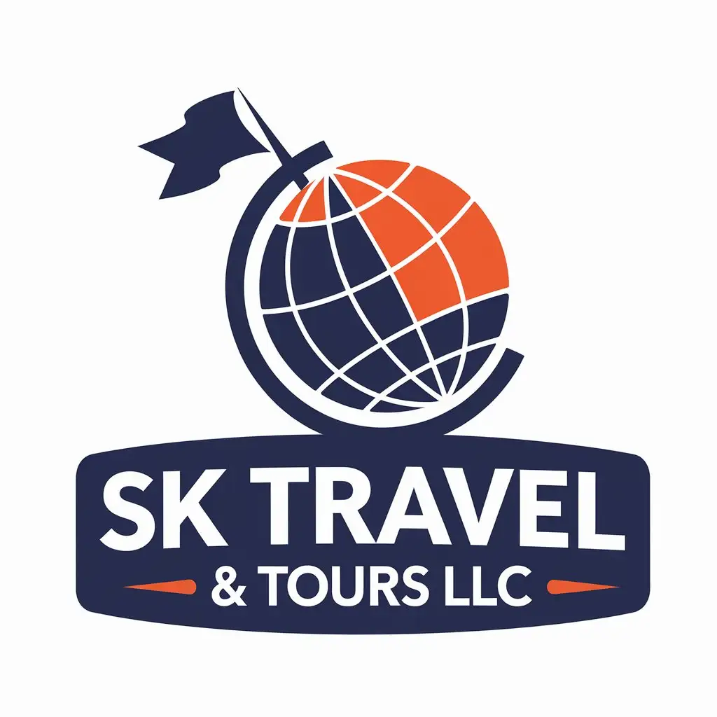 LOGO Design for SK TRAVEL TOURS LLC Vector Design with Travel Industry Theme and Modern Elements