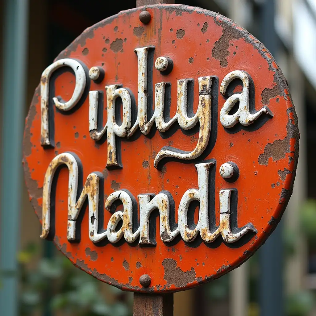 Pipliya Mandi sign in bold font