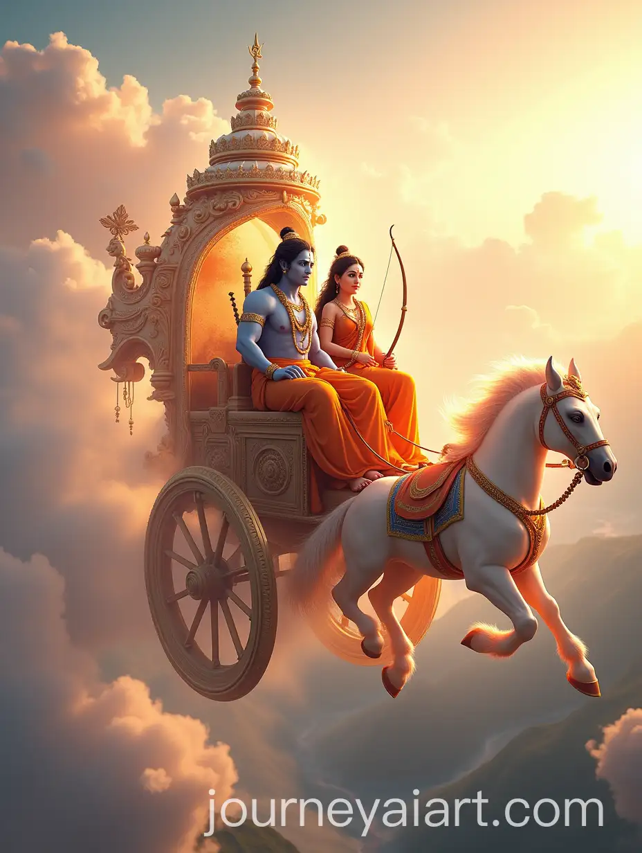 Lord-Rama-Goddess-Sita-and-Lakshmana-in-a-Divine-Flying-Chariot-Through-the-Heavens