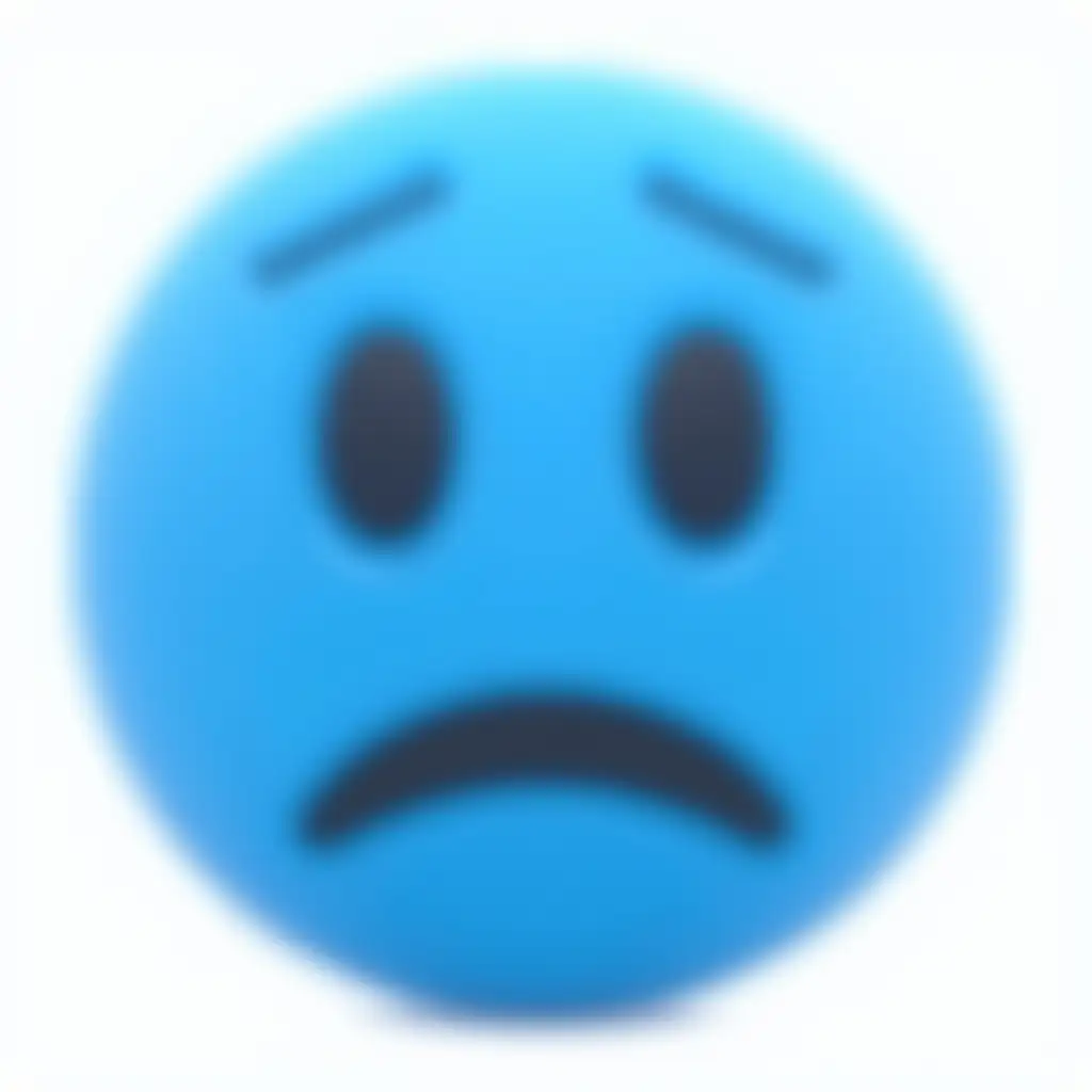 A blue face emoji with a sad or crying expression.