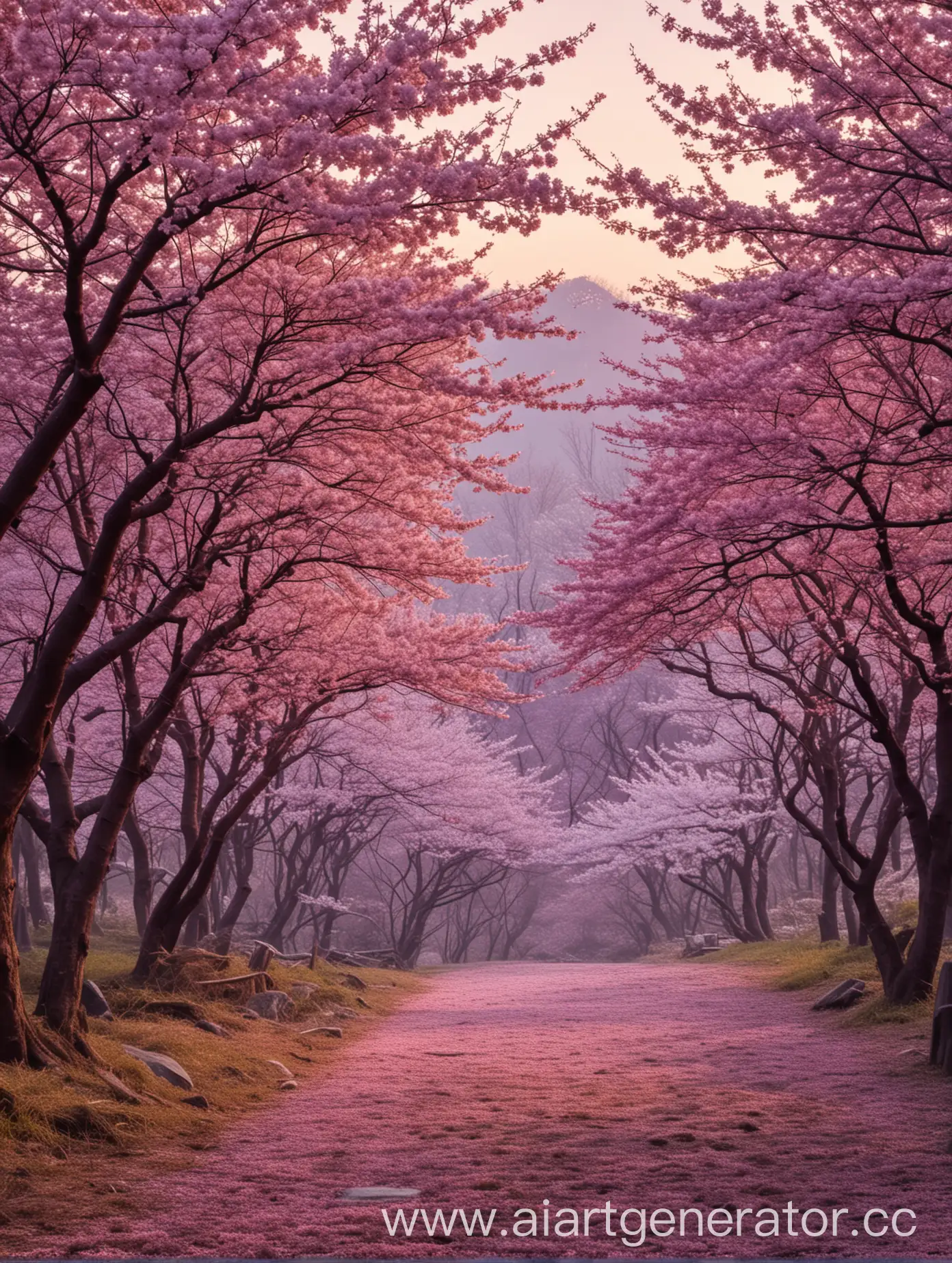 Dawn-Over-Sakura-Trees-in-Purple-Hues