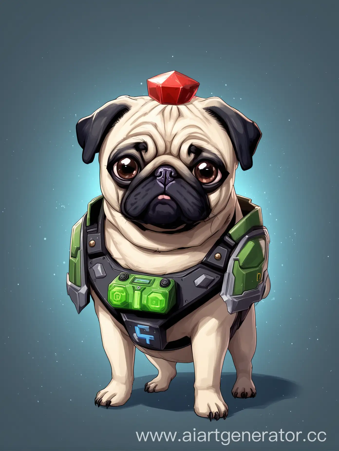 Pug + ISO game character from Valorant
