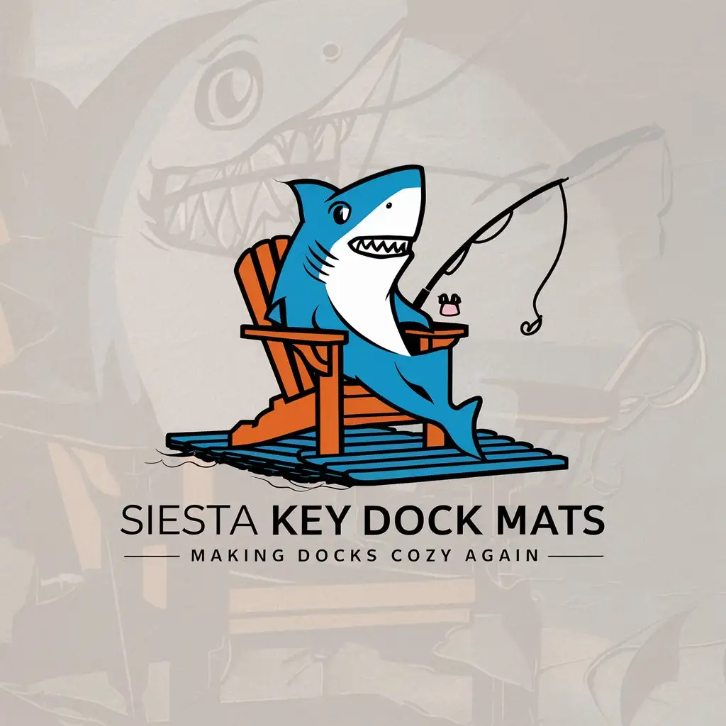 LOGO Design for Siesta Key Dock Mats Minimalist Shark on Adirondack Chair with Fishing Rod AntiFatigue Mat