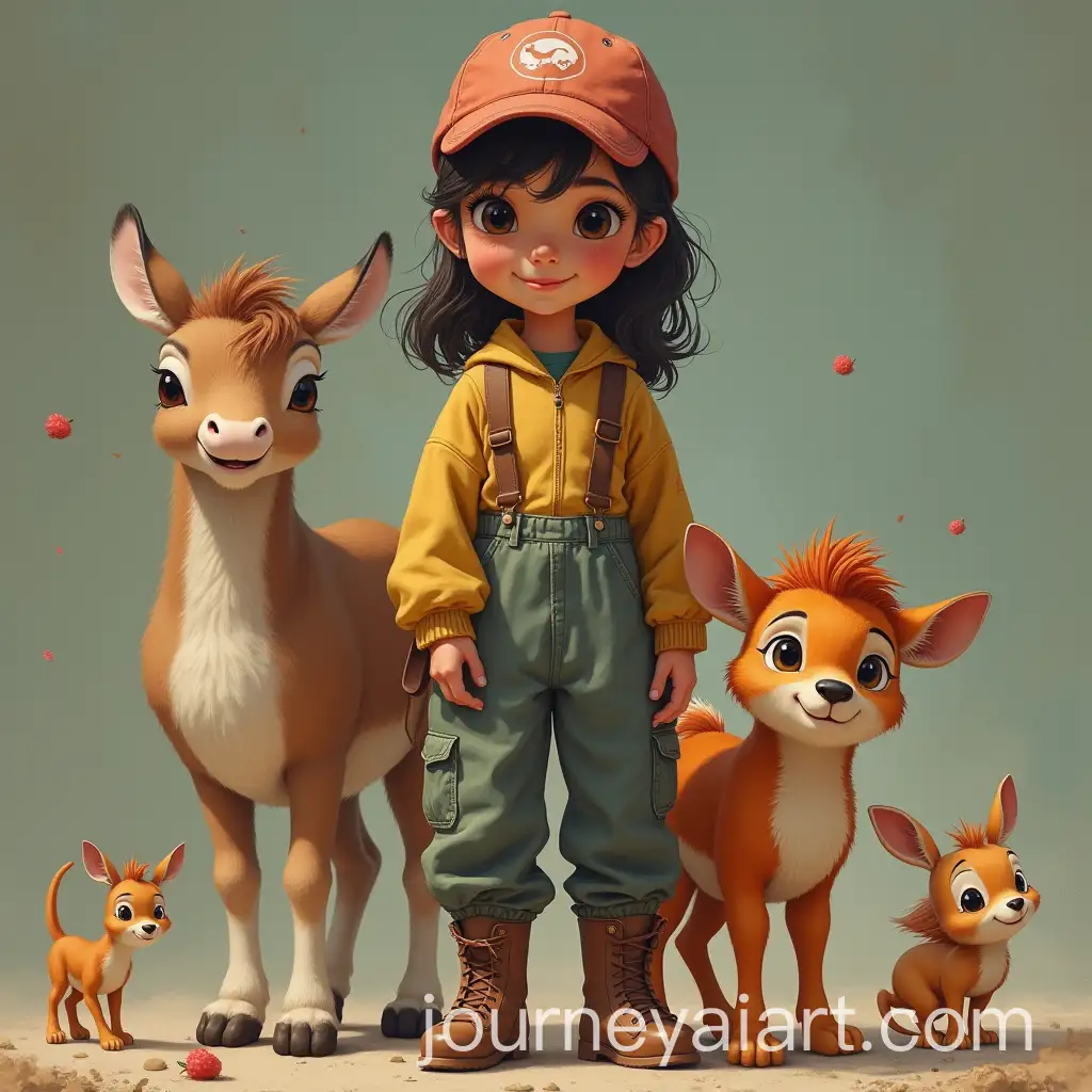 Young-Girl-Standing-with-AnimalsAI-Image-Prompt-Expansion-in-Natural-Setting