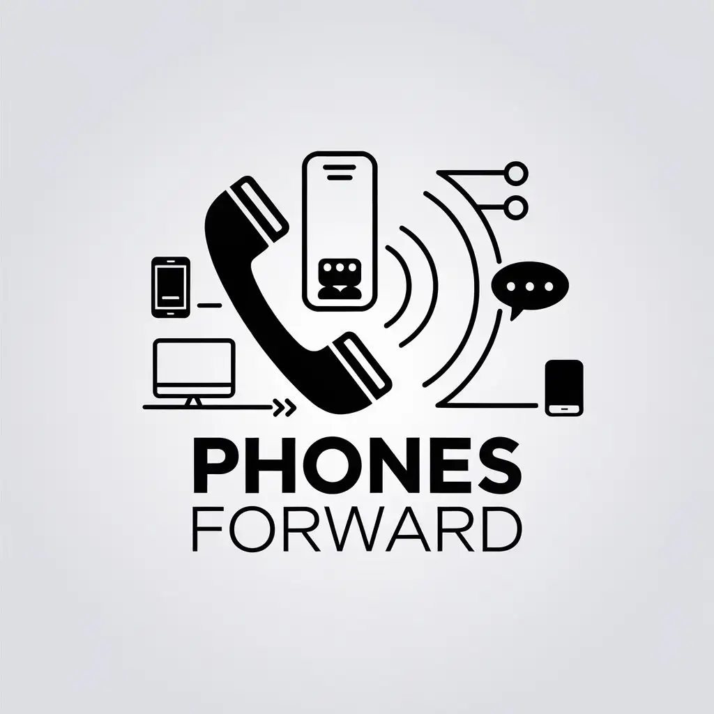 LOGO Design for Phones Forward Minimalistic Style with Phones Cell SMS and Computer Theme