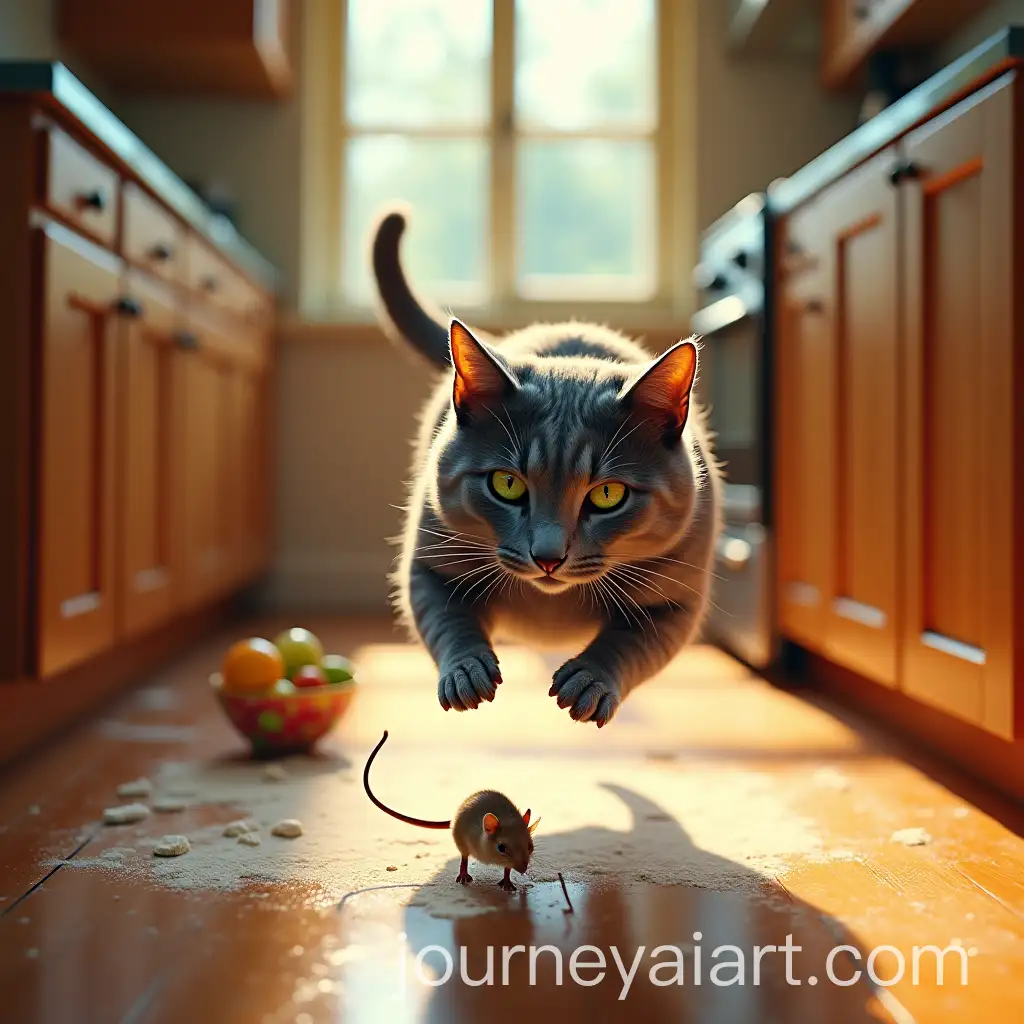 Dramatic-Cat-and-Mouse-Chase-in-a-Sunlit-Kitchen
